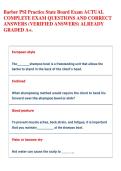 Barber PSI Practice State Board Exam ACTUAL &NewLine;COMPLETE EXAM QUESTIONS AND CORRECT &NewLine;ANSWERS &lpar;VERIFIED ANSWERS&rpar; ALREADY &NewLine;GRADED A&plus;&period;