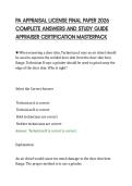 PA APPRAISAL LICENSE FINAL PAPER 2026&NewLine;COMPLETE ANSWERS AND STUDY GUIDE&NewLine;APPRAISER CERTIFICATION MASTERPACK