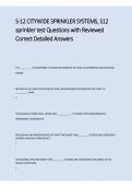 S-12 CITYWIDE Sprinkler Systems&comma; S12 Sprinkler Test Questions with Reviewed Correct Answers 2025&sol; 2026 &vert; 100&percnt; Verified with Correct Questions and Answers &vert; FDNY Certificate of Fitness Exam Prep with Solution