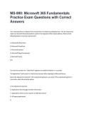 MS-900 Microsoft 365 Fundamentals Practice Exam Questions with Correct Answers 2025&sol; 2026 &vert; 100&percnt; Verified with Correct Questions and Answers &vert; Latest Microsoft MS-900 Certification Exam Prep with Solution