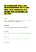 AIC 301 EXPANDING YOUR CLAIMS &NewLine;PERSPECTIVE COMPREHENSIVE STUDY &NewLine;GUIDE COMPLETE QUESTIONS AND &NewLine;ANSWERS WITH VERIFIED DETAILED &NewLine;SOLUTIONS