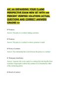 AIC 301 EXPANDING YOUR CLAIMS &NewLine;PERSPECTIVE EXAM NEW SET WITH 100 &NewLine;PERCENT VERIFIED SOLUTIONS ACTUAL &NewLine;QUESTIONS AND CORRECT ANSWERS &NewLine;GRADED A&plus;