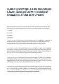 HURST Review NCLEX-RN Readiness Exam 1 Questions with Correct Answers 2025&sol; 2026 &vert; 100&percnt; Verified with Correct Questions and Answers &vert; Latest NCLEX-RN Readiness Exam Prep with Solution