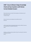 D487 Secure Software Design Knowledge Check and Quiz Questions with Review Correct Answers 2025&sol; 2026 &vert; 100&percnt; Verified with Correct Questions and Answers &vert; Latest WGU D487 Secure Software Design Exam Prep with Solution