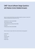 D487 Secure Software Design Questions with Review Correct Detailed Answers 2025&sol; 2026 &vert; 100&percnt; Verified with Correct Questions and Answers &vert; Latest WGU D487 Secure Software Design Exam Prep with Solution