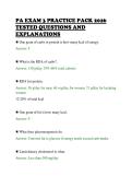 PA EXAM 3 PRACTICE PACK 2026&NewLine;TESTED QUESTIONS AND&NewLine;EXPLANATIONS