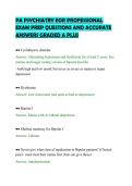 PA PSYCHIATRY EOR PROFESSIONAL&NewLine;EXAM PREP QUESTIONS AND ACCURATE&NewLine;ANSWERS GRADED A PLUS