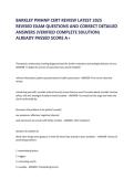 Barkley PMHNP Certification Review Latest 2025 Revised Exam Questions and Answers 2025&sol; 2026 &vert; 100&percnt; Verified with Correct Questions and Answers &vert; Latest PMHNP Board Review Exam Prep with Solution