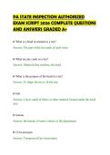 PA STATE INSPECTION AUTHORIZED&NewLine;EXAM SCRIPT 2026 COMPLETE QUESTIONS&NewLine;AND ANSWERS GRADED A&plus;