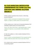 PA STATE INSPECTION CERTIFICATION&NewLine;COMPREHENSIVE TEST PAPER 2026 FULL&NewLine;QUESTIONS AND VERIFIED SOLUTIONS&NewLine;GRADED A&plus;