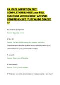 PA STATE INSPECTION TESTS&NewLine;COMPILATION BUNDLE 2026 FULL&NewLine;QUESTIONS WITH CORRECT ANSWERS&NewLine;COMPREHENSIVE STUDY GUIDE GRADED&NewLine;A&plus;