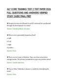 ALF CORE TRAINING TEST 2 TEST PAPER 2026 &NewLine;FULL QUESTIONS AND ANSWERS VERIFIED &NewLine;STUDY GUIDE FINAL PREP