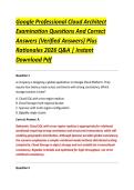 Google Professional Cloud Architect &NewLine;Examination Questions And Correct &NewLine;Answers &lpar;Verified Answers&rpar; Plus &NewLine;Rationales 2026 Q&A &vert; Instant &NewLine;Download Pdf 