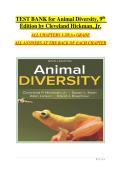 TEST BANK for Animal Diversity&comma; 9th Edition by Cleveland Hickman