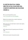 PA WRITTEN PRACTICAL FUNERAL&NewLine;DIRECTOR ACTUAL EXAM PAPER 2026&NewLine;COMPLETE QUESTIONS AND SOLUTIONS&NewLine;GRADED A&plus;