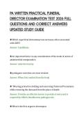 PA WRITTEN PRACTICAL FUNERAL&NewLine;DIRECTOR EXAMINATION TEST 2026 FULL&NewLine;QUESTIONS AND CORRECT ANSWERS&NewLine;UPDATED STUDY GUIDE