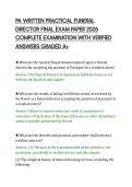 PA WRITTEN PRACTICAL FUNERAL&NewLine;DIRECTOR FINAL EXAM PAPER 2026&NewLine;COMPLETE EXAMINATION WITH VERIFIED&NewLine;ANSWERS GRADED A&plus;