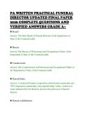 PA WRITTEN PRACTICAL FUNERAL&NewLine;DIRECTOR UPDATED FINAL PAPER&NewLine;2026 COMPLETE QUESTIONS AND&NewLine;VERIFIED ANSWERS GRADE A&plus;