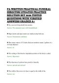 PA WRITTEN PRACTICAL FUNERAL&NewLine;DIRECTOR UPDATED PRACTICE&NewLine;SOLUTION SET 2026 TESTED&NewLine;QUESTIONS WITH VERIFIED&NewLine;ANSWERS GRADED A&plus;
