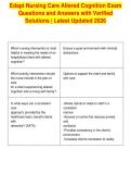 Edapt Nursing Care Altered Cognition Exam&NewLine;Questions and Answers with Verified&NewLine;Solutions &vert; Latest Updated 2026