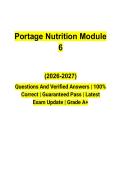 Portage Nutrition Module 6 &lpar;2026&ndash;2027&rpar; Exam Questions and Verified Answers &vert; Latest Study Guide &vert; Grade A&plus;