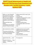 EDAPT Social Determinants of Health and&NewLine;Maternal-Child Nursing Exam Questions and&NewLine;Answers with Verified Solutions &vert; Latest&NewLine;Updated 2026