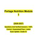Portage Learning Nutrition Module 1 Questions and Verified Answers &vert; Latest Exam Study Guide &vert; Grade A&plus;