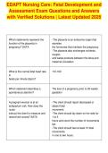 EDAPT Nursing Care&colon; Fetal Development and&NewLine;Assessment Exam Questions and Answers&NewLine;with Verified Solutions &vert; Latest Updated 2026