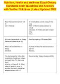 Nutrition&comma; Health and Wellness Edapt-Dietary&NewLine;Standards Exam Questions and Answers&NewLine;with Verified Solutions &vert; Latest Updated 2026