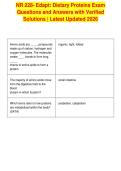 NR 228- Edapt&colon; Dietary Proteins Exam&NewLine;Questions and Answers with Verified&NewLine;Solutions &vert; Latest Updated 2026&NewLine;