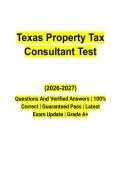 Texas Property Tax Consultant Test &lpar;2026&ndash;2027&rpar; Questions and Verified Answers &vert; Latest Licensing Exam Study Guide &vert; Grade A&plus;