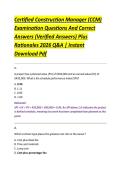 Certified Construction Manager &lpar;CCM&rpar; &NewLine;Examination Questions And Correct &NewLine;Answers &lpar;Verified Answers&rpar; Plus &NewLine;Rationales 2026 Q&A &vert; Instant &NewLine;Download Pdf 
