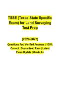 TSSE &lpar;Texas State Specific Exam&rpar; for Land Surveying Questions and Verified Answers