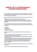 NURS100 - W3 - Ch&period; 33 NCLEX Questions Exam With Complete Solutions