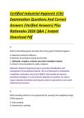 Certified Industrial Hygienist &lpar;Cih&rpar; &NewLine;Examination Questions And Correct &NewLine;Answers &lpar;Verified Answers&rpar; Plus &NewLine;Rationales 2026 Q&A &vert; Instant &NewLine;Download Pdf 