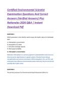 Certified Environmental Scientist &NewLine;Examination Questions And Correct &NewLine;Answers &lpar;Verified Answers&rpar; Plus &NewLine;Rationales 2026 Q&A &vert; Instant &NewLine;Download Pdf 