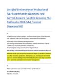 Certified Environmental Professional &NewLine;&lpar;CEP&rpar; Examination Questions And &NewLine;Correct Answers &lpar;Verified Answers&rpar; Plus &NewLine;Rationales 2026 Q&A &vert; Instant &NewLine;Download Pdf