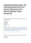 Certified Energy Manager &lpar;CEM &ndash; AEE&rpar; &NewLine;Examination Questions And Correct &NewLine;Answers &lpar;Verified Answers&rpar; Plus &NewLine;Rationales 2026 Q&A &vert; Instant &NewLine;Download Pdf