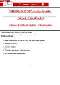 NR507&sol; NR 507 Study Guide Week 5 to Week 8 Advanced Pathophysiology - Chaṃberlain