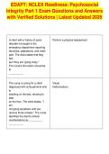 EDAPT&colon; NCLEX Readiness&colon; Psychosocial&NewLine;Integrity Part 1 Exam Questions and Answers&NewLine;with Verified Solutions &vert; Latest Updated 2026