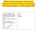 EDAPT&colon; NCLEX Readiness&colon; Psychosocial&NewLine;Integrity Part 2 Exam Questions and Answers&NewLine;with Verified Solutions &vert; Latest Updated 2026