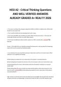 HESI A2 - Critical Thinking Questions&NewLine;AND WELL VERIFIED ANSWERS&NewLine;ALREADY GRADED A&plus; REAL&excl;&excl;&excl;&excl; 2026&NewLine;
