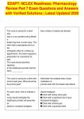 EDAPT&colon; NCLEX Readiness&colon; Pharmacology&NewLine;Review Part 7 Exam Questions and Answers&NewLine;with Verified Solutions &vert; Latest Updated 2026