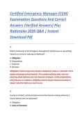 Certified Emergency Manager &lpar;CEM&rpar; &NewLine;Examination Questions And Correct &NewLine;Answers &lpar;Verified Answers&rpar; Plus &NewLine;Rationales 2026 Q&A &vert; Instant &NewLine;Download Pdf 