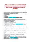 ATI Leadership & Management ACTUAL EXAM QUESTIONS AND WELL ELABORATED ANSWERS &lpar;MOST TESTED QUESTIONS WITH VERIFIED ANSWERS&rpar;&NewLine;