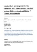 Acupuncture Licensing Examination &NewLine;Questions And Correct Answers &lpar;Verified &NewLine;Answers&rpar; Plus Rationales 2026 Q&A &vert; &NewLine;Instant Download Pdf 