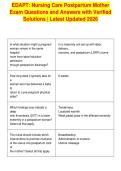EDAPT&colon; Nursing Care Postpartum Mother&NewLine;Exam Questions and Answers with Verified&NewLine;Solutions &vert; Latest Updated 2026&NewLine;