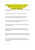 Michigan Credit Insurance Producer Exam Questions and Correct Answers 2026&sol;2027
