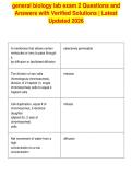 general biology lab exam 2 Questions and&NewLine;Answers with Verified Solutions &vert; Latest&NewLine;Updated 2026