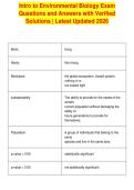 Intro to Environmental Biology Exam&NewLine;Questions and Answers with Verified&NewLine;Solutions &vert; Latest Updated 2026